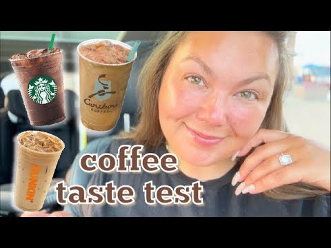 asmr/ ULTIMATE iced oat milk latte taste test✨🧋(Starbucks, Dunkin, + Caribou)