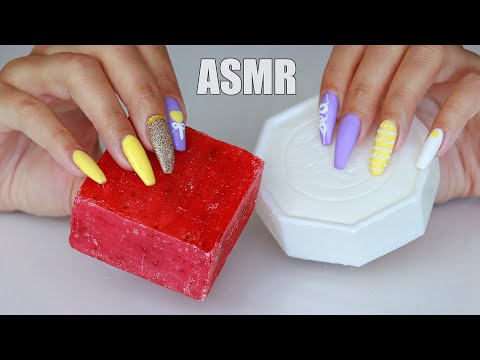 ASMR SOAP Satisfying Tapping LONG NAILS Whisper | АСМР Резка МЫЛА Таппинг 100% МУРАШКИ