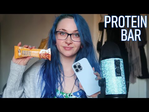 ASMR Eating A Chocolate Peanut Protein Bar & Typing On My Phone
