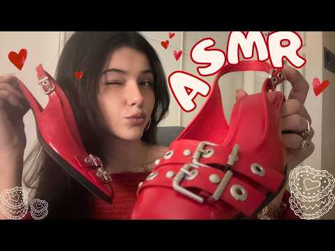 ASMR ❤️ Long Nails Shoe Tapping + Scratching + Mouth Sounds + Hand Sounds + Leather Sounds