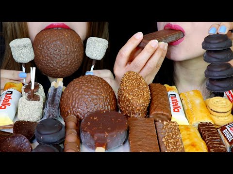 ASMR CHOCOLATE MARSHMALLOW POPS, GIANT FERRERO ROCHER, NUTELLA, KINDER CHOCOLATE, ICE CREAM BARS 먹방