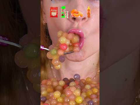 ASMR Emoji Tapioca Pearl, Jelly Straws, Honey Mukbang #shorts