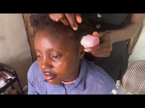 Asmr aggressive head scratching on itchy and old cornrows with tiny braids, with face massage