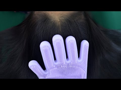 ASMR Scalp Massage Using Silicone Gloves Relaxing For Rest And Sleep