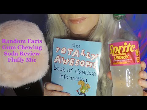 ASMR Sprite Lymonade Legacy Soda | RANDOM FACTS | Gum Chewing | Fluffy Mic, Whispered