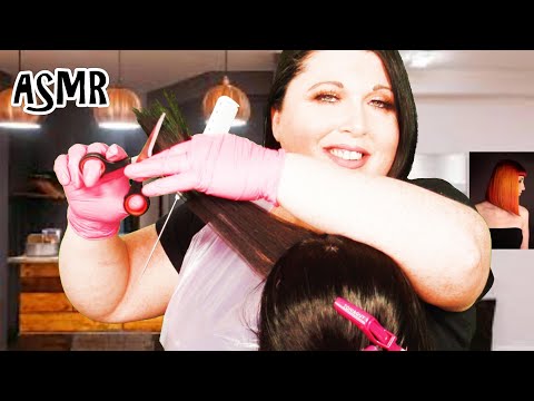 ASMR Haircut Roleplay (Real Hair, Gloves, Plastic Apron, Scissors, Gossip, Hair Sectioning, Spray)