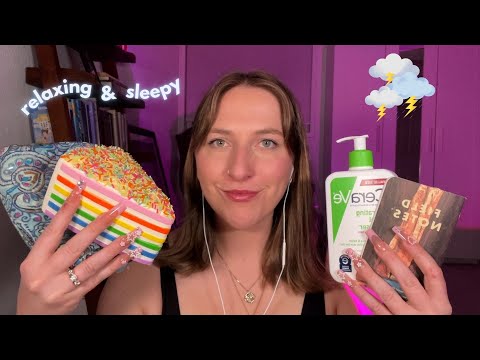 ASMR For IMMEDIATE Sleep Tapping & Scratching w Rain & Thunder ⛈️ 😴