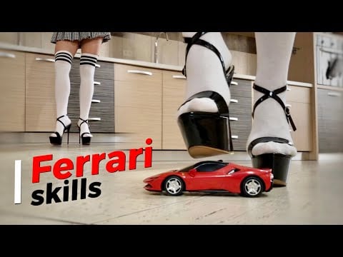 Schoolgirl vs. Ferrari! High Heels Crushing Toys! Oddly Satisfying ASMR