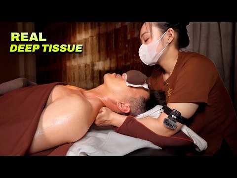 ASMR Satisfying Deep Tissue Back & Neck Shoulder Massage for Tension Relief