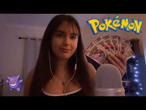 ASMR - 151 Pokemon pack opening! (mouth sounds + tapping)