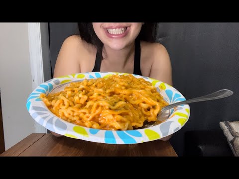 SPICY CARBONARA FIRE NOODLES ASMR EATING *NO TALKING*