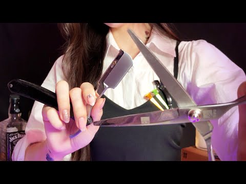 ASMR(Sub) Deep Sleep Barber Shop Roleplay💈 Haircut, Scissors, shaving, massage