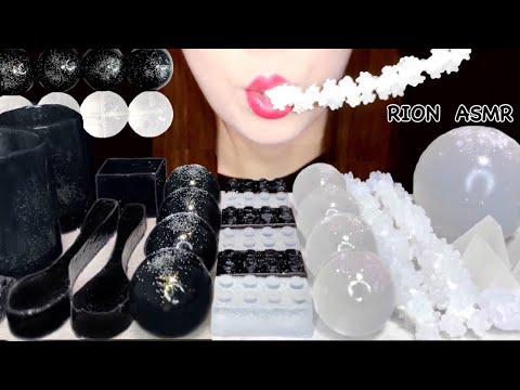 【ASMR】【咀嚼音 】CLEAR BLACK FOOD KOHAKUTO EDIBLE SPOON KONPEITO MUKBANG 먹방 食べる音 EATINGSOUNDS NOTALKING