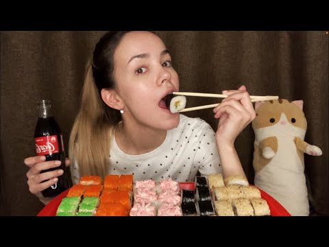 Итинг Роллы Суши 🍣 Мукбанг / Ответы на вопросы 😋 Eating Rolls Sushi Mukbang