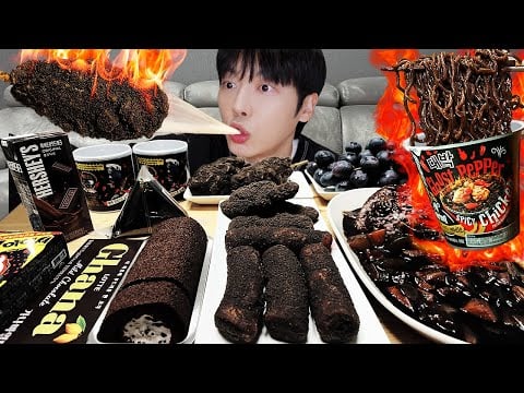 ASMR MUKBANG | 직접 만든 블랙 디저트 아이스크림 먹방 & 레시피 BLACK DESSERT  SOUR JELLY CANDY