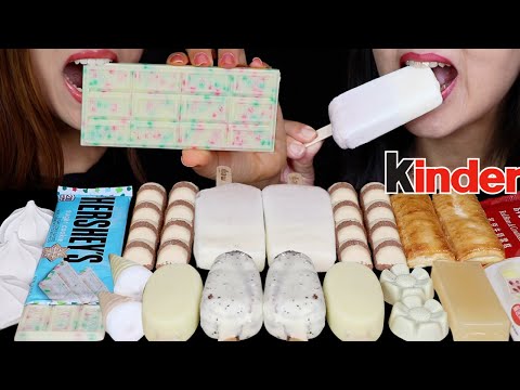 ASMR HERSHEY'S SUGAR COOKIE CRUNCH, OREO CAKE BARS, CONDENSED MILK & RED BEAN BAR, KINDER BUENO 먹방