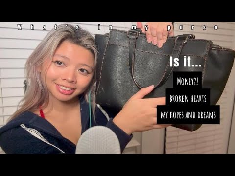 Whats IN My Purse ASMR?!?! (Lipgloss sounds, tapping....)