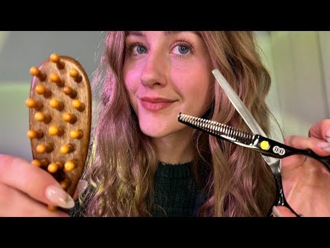 ASMR Soft Spoken Haircut Roleplay 💇‍♀️ Realistic Trimming, Brushing, Clipping & Personal Attention
