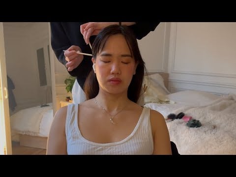 ASMR tingly gentle touch massage and hair brushing 💤 for stress relief and sleep (soft whispered)