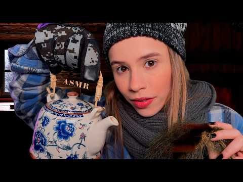 ASMR VOCÊ CAI EM SONO PROFINDO NA MINHA CABANA (Neve, lareira e carinho) 💆🔥🌨️