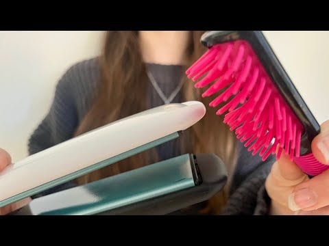 ASMR Brushing + straightening your hair | Imaginary hair | lo-fi | Spray sounds
