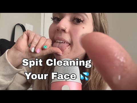 ASMR| ‘Spit Cleaning’ Your Face Off  + Mic Scratching with Layered Mouth Sounds