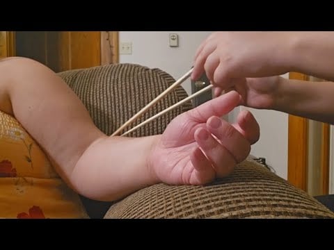 🏵 ASMR Hand and Arm Attention w/New Baby Rake, Chopsticks + Makeup Brushes 🏵