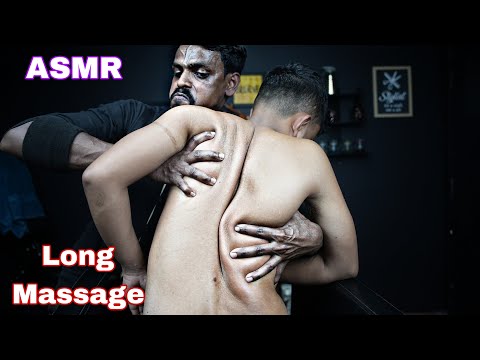 ASMR Full Body Chair Massage By Strong Wrist Barber | Deep Tissue Neck Cracking ASMR Body Massage