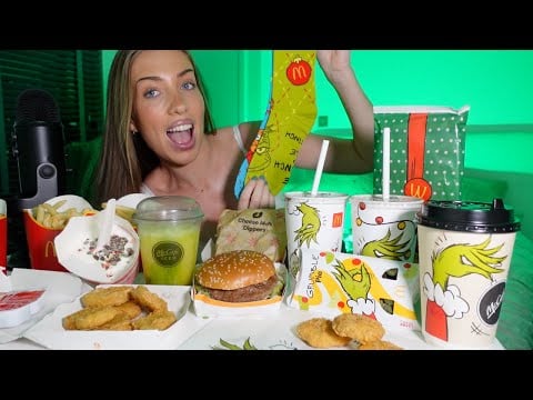 GRINCH MCDONALDS CHRISTMAS MUKBANG | ASMR (Aspen London)