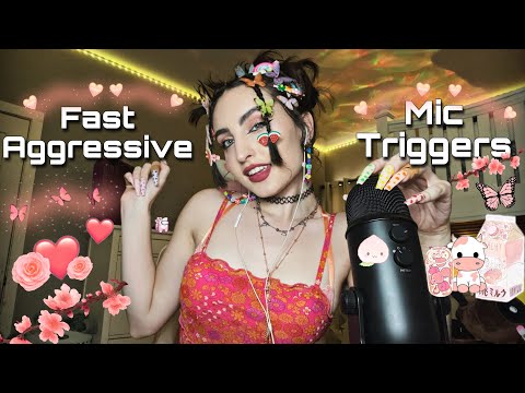 ASMR | Fast Aggressive Mic Triggers ( Mic Scratching, Peace & Chaos, Mic Pumping, Mic Brushing + )