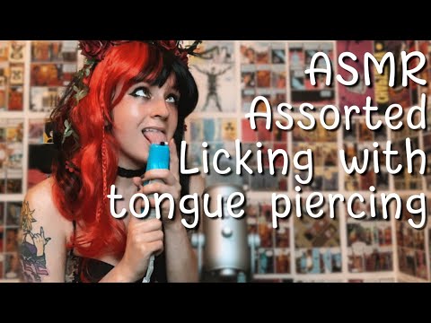 ASMR Licking Objects with My Tongue Piercing