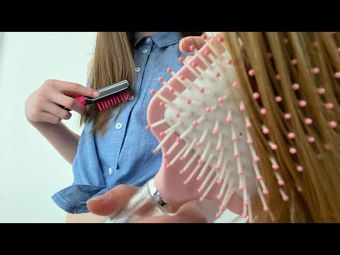 ASMR brushing your hair and my hair! With real hair AND without hair / brush sounds