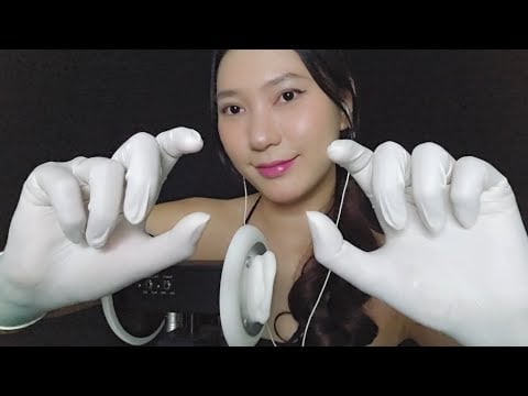 ASMR Latex Gloves Lotion Ear Massage & Oil Hand Movement 3Dio Mic Sounds 🧤🧴