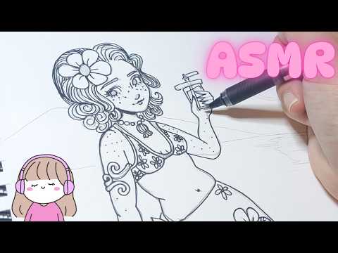 ASMR Relax while I draw No Talking (background music for focus)