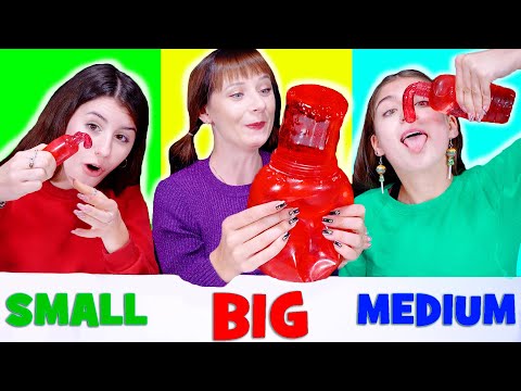 ASMR Big, Medium and Small Food Challenge by LiliBu (Honey Jelly, Chocolate, Cheese)