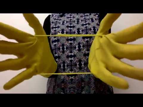 ASMR Mummy Cuts Up Yellow Dishwashing Rubber Gloves with Scissors