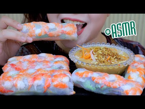 ASMR Mukbang Vietnamese spring rolls eating sounds,gulp 사운드, +食べる,咀嚼音,먹방 이팅 | LINH-ASMR