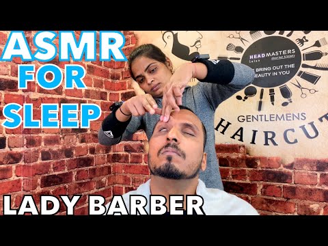 ASMR | Head Massage In Barber Shop | Lady Barber Archana