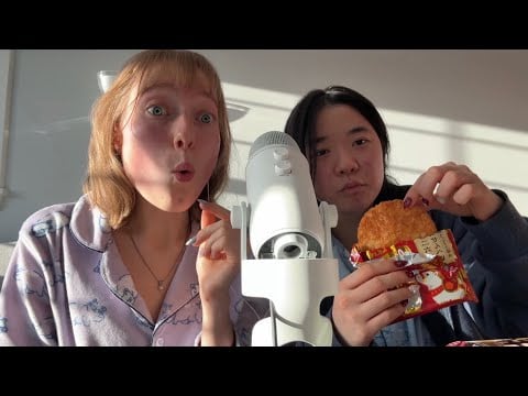 on the 12th day of christmas, my best friend tried asmr (trying japanese snacks)