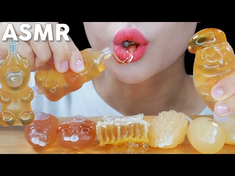 ASMR Honey Jelly and Honeycomb Eating Sounds | 꿀젤리, 허니버터 틱톡젤리, 벌집꿀 먹방 | MINEE EATS