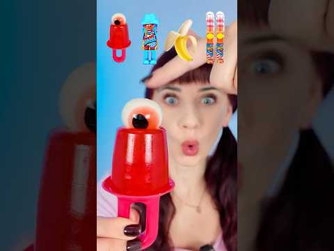 ASMR Gummy Eyeball Ice Cream, Spinner Lollipop #mukbang #eatingsounds