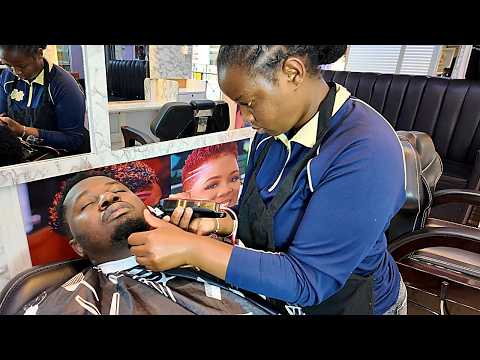 Beautiful Lady Barber Does Everything | Ultimate Full Service ASMR Haircut 😴