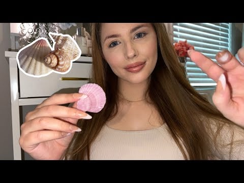 ASMR Doing Your Makeup with Seashells 🐚🌺🤍 (&answering your qs)