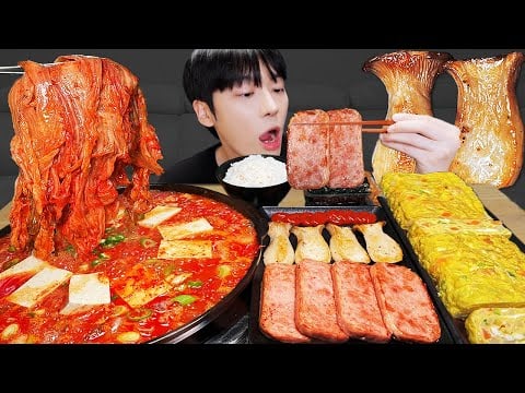 ASMR MUKBANG 집밥 직접 만든 김치찌개 & 레시피 계란말이, 스팸, 버섯 먹방 | KIMCHI JJIGAE  Korean Home Meal EATING SOUND!