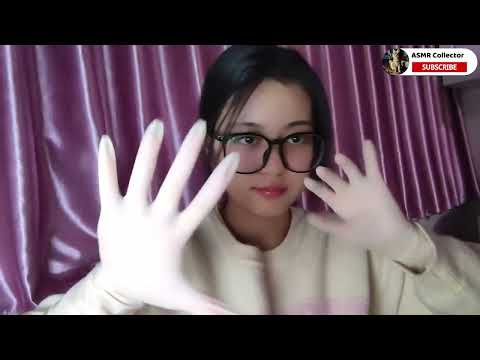 ASMR｜Wearing manicure. Medical rubber white gloves trigger sound