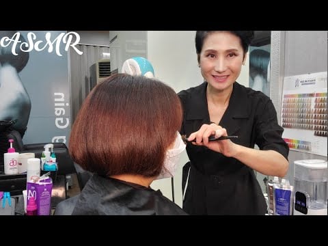 미용실 ASMR  엠버브라운 헤어매니큐어+뿌리염색   Amber Brown Hair Manicure + Root Dyeing/Korean hair salon