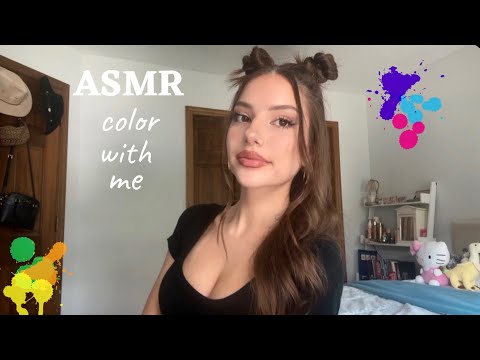 ASMR color with me!! 🎨 1+ HOUR of close up whispering for sleep & relaxation ♡