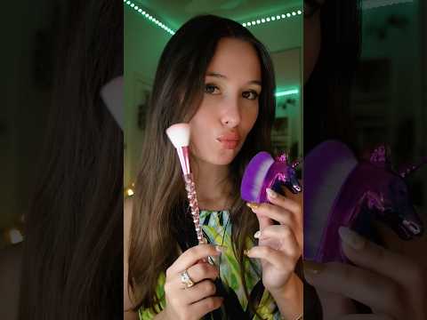 ASMR face brushing 🦄✨ #asmr #asmrbrushing #notalkingasmr #makeupbrushes #justrelax