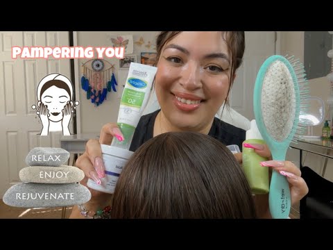 ASMR pampering you after a long week of work- mesmerizing scalp massage 💆🏼‍♀️ & skincare