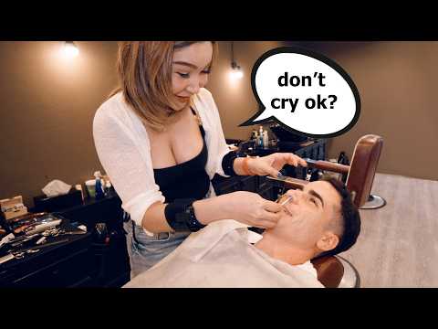 ASMR: Amazing Service by Thai Lady Barber! (Haircut, Straight Razor Shave, Wax, Face Massage)